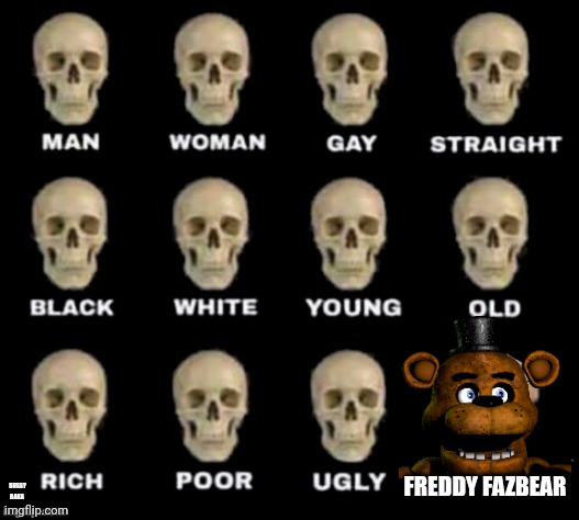 Freddy skull | FREDDY FAZBEAR; SUSSY BAKA | image tagged in idiot skull | made w/ Imgflip meme maker