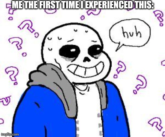 confused sans | ME THE FIRST TIME I EXPERIENCED THIS: | image tagged in confused sans | made w/ Imgflip meme maker