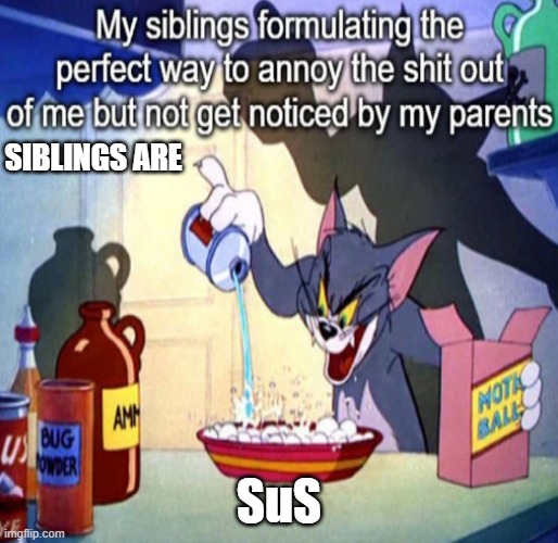 relatable | SIBLINGS ARE; SuS | image tagged in sus,relatable,among us | made w/ Imgflip meme maker