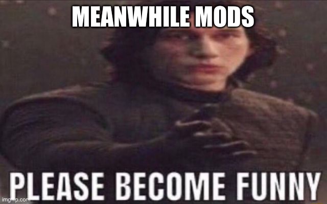 please become funny | MEANWHILE MODS | image tagged in please become funny | made w/ Imgflip meme maker