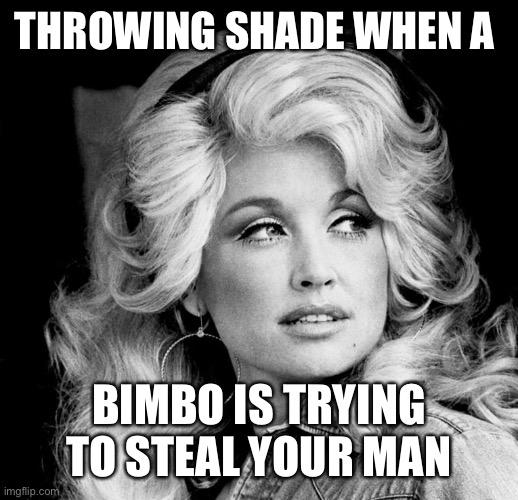 You best not steal Dolly’s man | THROWING SHADE WHEN A; BIMBO IS TRYING TO STEAL YOUR MAN | image tagged in dolly parton b w | made w/ Imgflip meme maker