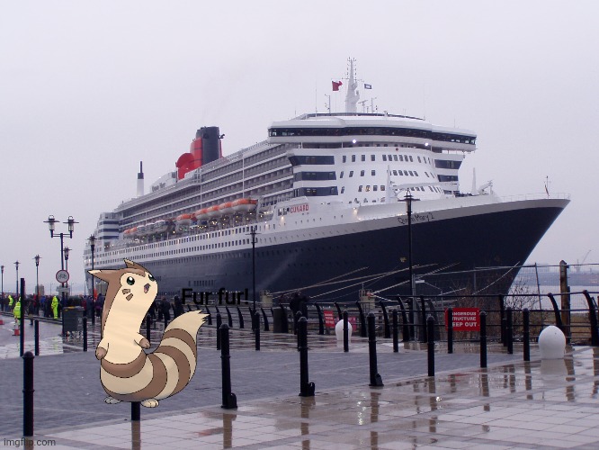 Furret has go to Voyage on Queen Mary 2 (Queen Mary 2 this is Cruise Liner) | Fur fur! | image tagged in furret | made w/ Imgflip meme maker