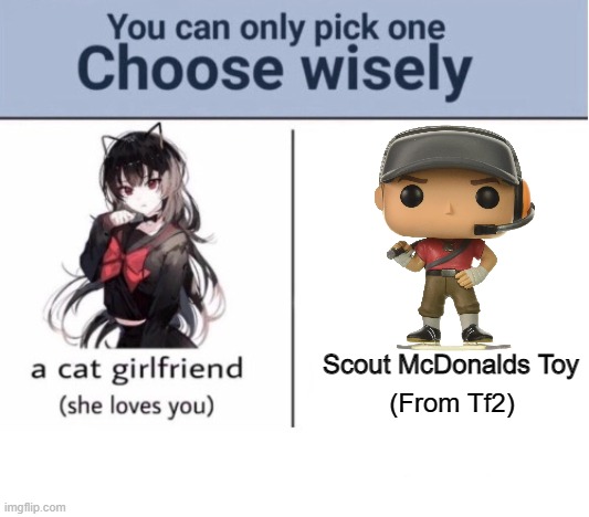 Choose wisely | Scout McDonalds Toy; (From Tf2) | image tagged in choose wisely | made w/ Imgflip meme maker