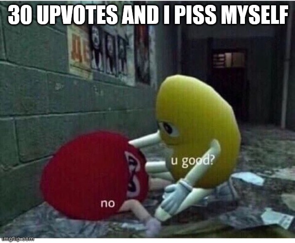 Please do not upvote | 30 UPVOTES AND I PISS MYSELF | image tagged in u good no | made w/ Imgflip meme maker