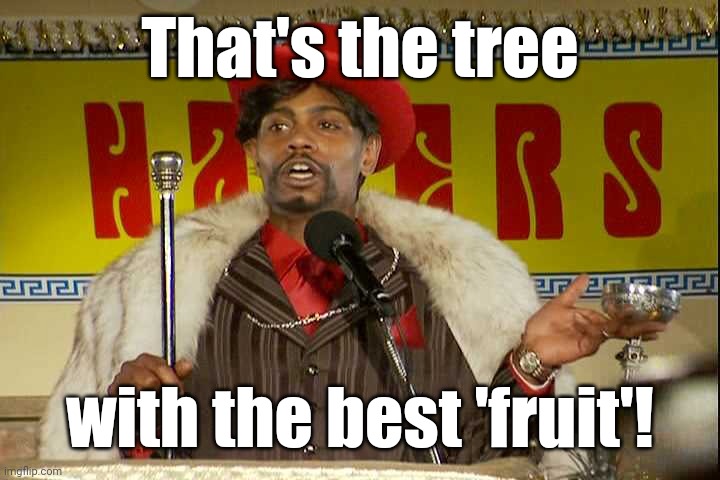 "As I sip my soda, that I'm sure somebody spit in..."" | That's the tree with the best 'fruit'! | image tagged in as i sip my soda that i'm sure somebody spit in | made w/ Imgflip meme maker