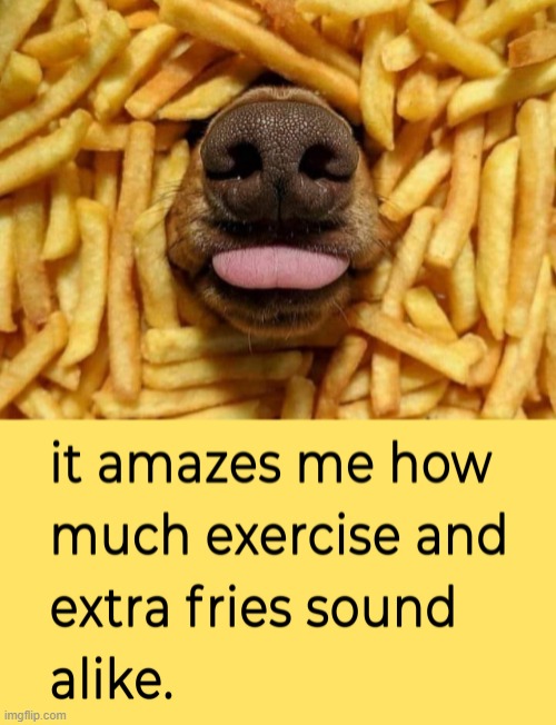 Exercise ! | image tagged in fries | made w/ Imgflip meme maker
