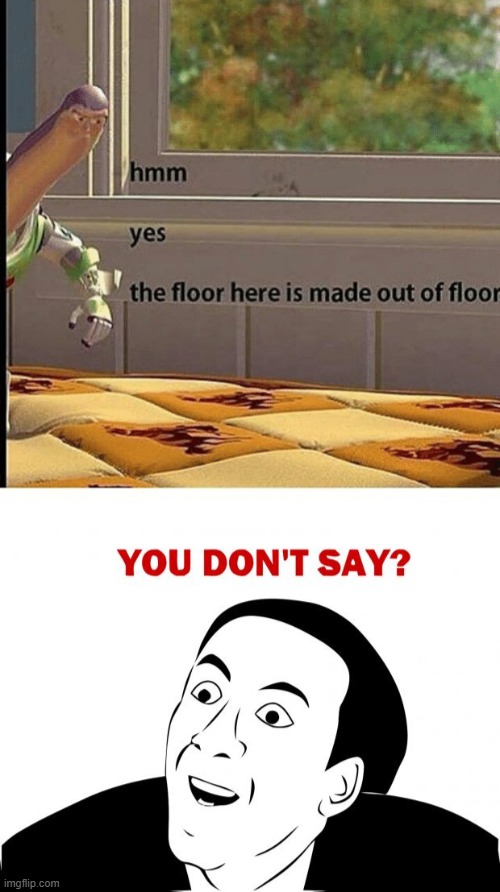 you dont say??? | image tagged in the floor is made of floor,memes,you don't say,bruh,duh,gif | made w/ Imgflip meme maker