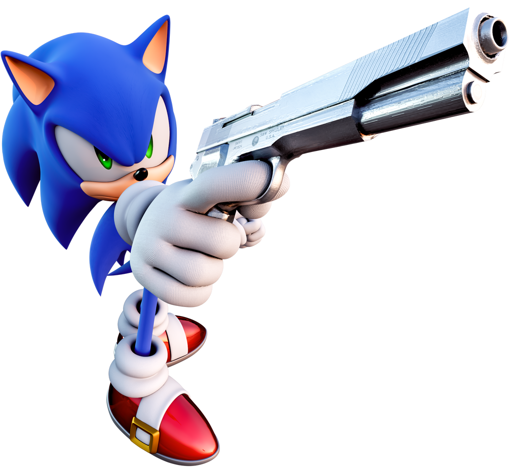 High Quality Sonic with a gun Blank Meme Template