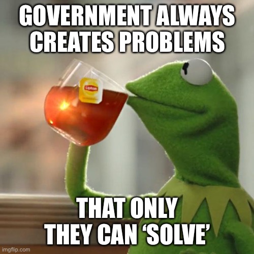 But That's None Of My Business Meme | GOVERNMENT ALWAYS CREATES PROBLEMS THAT ONLY THEY CAN ‘SOLVE’ | image tagged in memes,but that's none of my business,kermit the frog | made w/ Imgflip meme maker