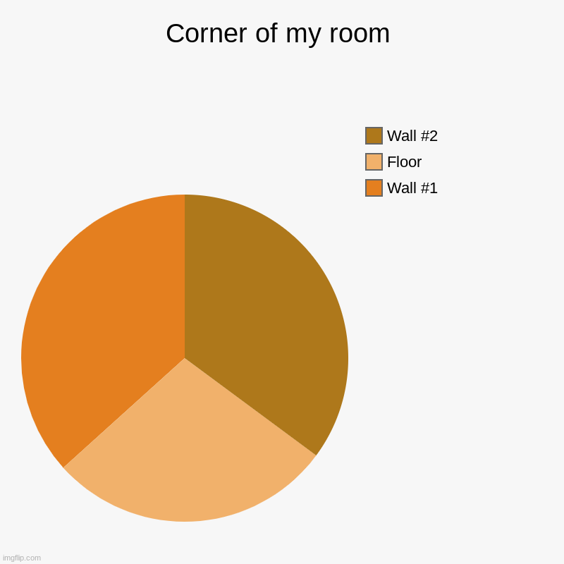 Corner of my room | Wall #1, Floor, Wall #2 | image tagged in charts,pie charts,art | made w/ Imgflip chart maker