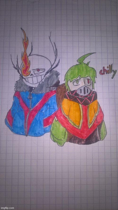 My new Oc Chilly with FlameSans | image tagged in chily with flamesans | made w/ Imgflip meme maker