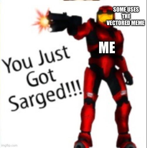 You just got sarged | SOME USES THE VECTORED MEME; ME | image tagged in you just got sarged | made w/ Imgflip meme maker