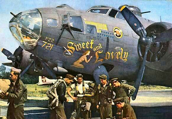 Sweet and Lovely B-17 WWII nose art Blank Meme Template