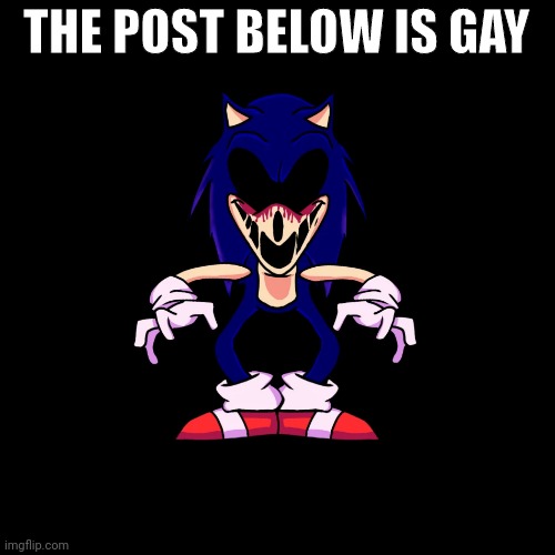 sonic.exe says | THE POST BELOW IS GAY | image tagged in sonic exe says | made w/ Imgflip meme maker