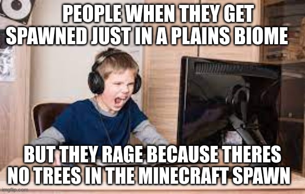 When You Rage For Nothing | PEOPLE WHEN THEY GET SPAWNED JUST IN A PLAINS BIOME; BUT THEY RAGE BECAUSE THERES NO TREES IN THE MINECRAFT SPAWN | image tagged in when you rage for nothing | made w/ Imgflip meme maker