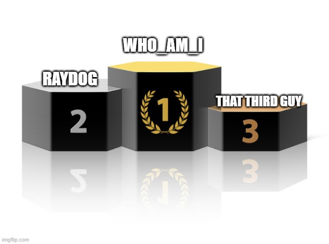 i think ts true |  WHO_AM_I; RAYDOG; THAT THIRD GUY | image tagged in podium,top users | made w/ Imgflip meme maker
