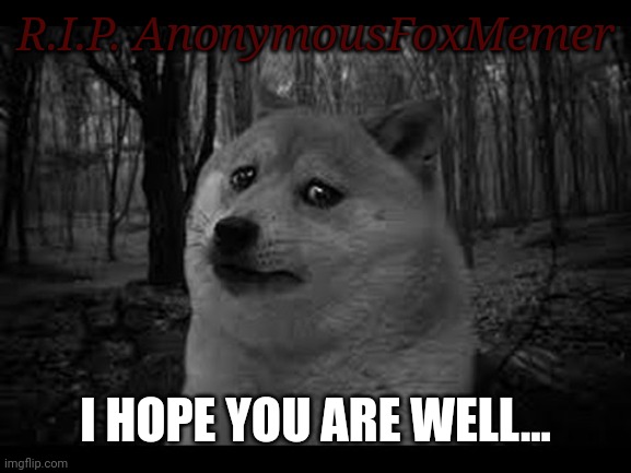 My sister deleted a few hours ago. | R.I.P. AnonymousFoxMemer; I HOPE YOU ARE WELL... | image tagged in very sad doge | made w/ Imgflip meme maker