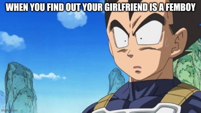 Surprized Vegeta | WHEN YOU FIND OUT YOUR GIRLFRIEND IS A FEMBOY | image tagged in memes,surprized vegeta | made w/ Imgflip meme maker