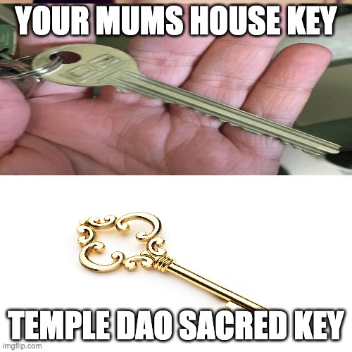 YOUR MUMS HOUSE KEY; TEMPLE DAO SACRED KEY | made w/ Imgflip meme maker