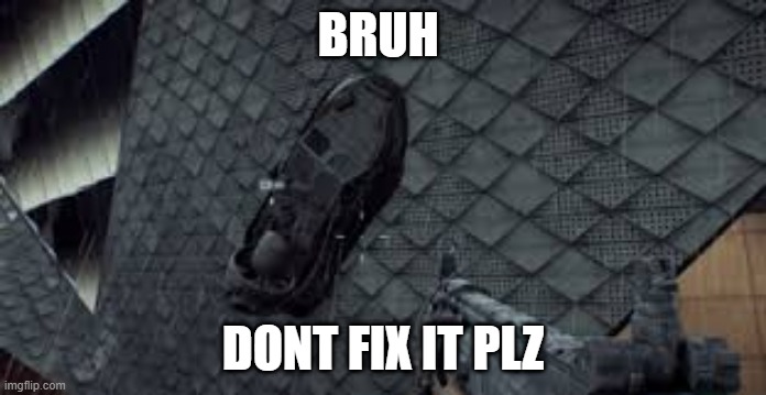 plz dont | BRUH; DONT FIX IT PLZ | image tagged in battlefield | made w/ Imgflip meme maker