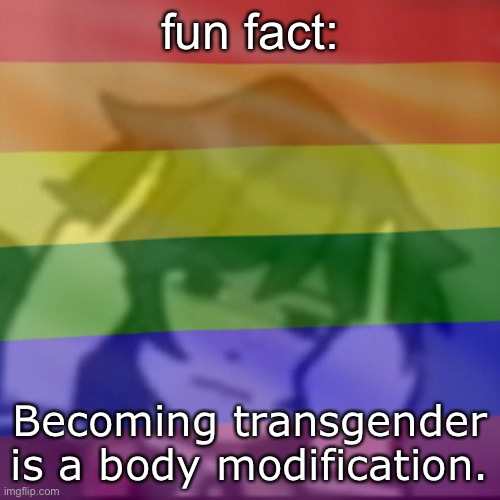 Cry about it | fun fact:; Becoming transgender is a body modification. | image tagged in this mf | made w/ Imgflip meme maker