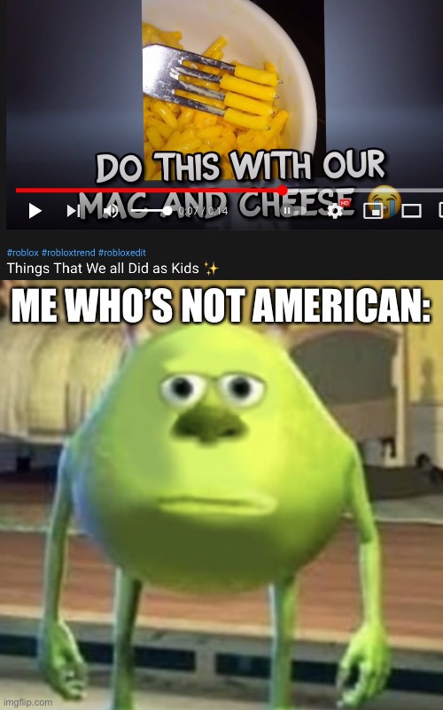 yes it’s a roblox vid | ME WHO’S NOT AMERICAN: | image tagged in mike wazowski face swap | made w/ Imgflip meme maker