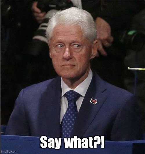 Bill Clinton Scared | Say what?! | image tagged in bill clinton scared | made w/ Imgflip meme maker