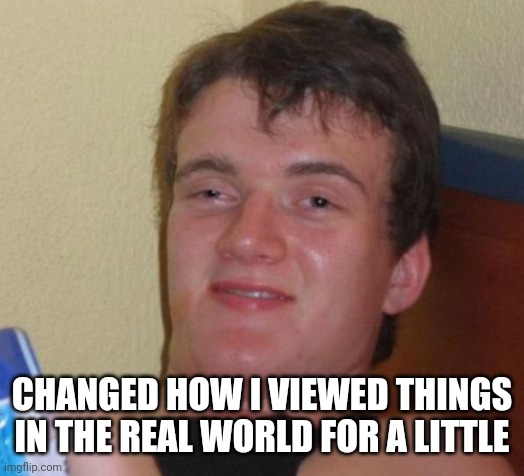 10 Guy Meme | CHANGED HOW I VIEWED THINGS IN THE REAL WORLD FOR A LITTLE | image tagged in memes,10 guy | made w/ Imgflip meme maker