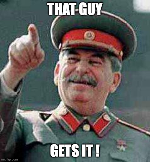 Stalin says | THAT GUY GETS IT ! | image tagged in stalin says | made w/ Imgflip meme maker