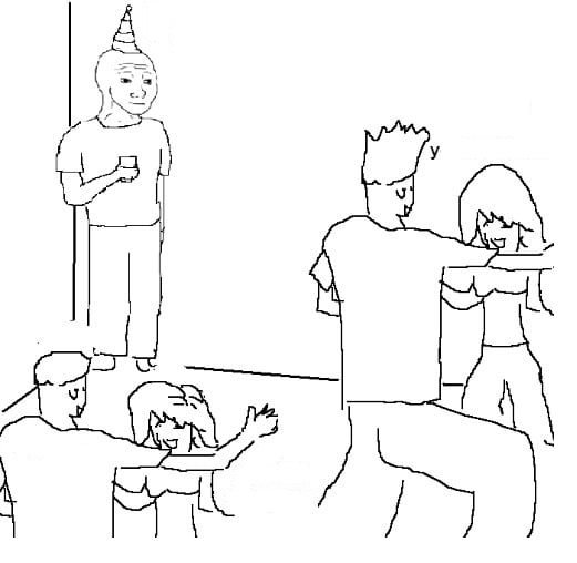 High Quality Stick man at party Blank Meme Template