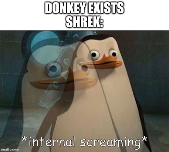 Private Internal Screaming | DONKEY EXISTS
SHREK: | image tagged in private internal screaming | made w/ Imgflip meme maker