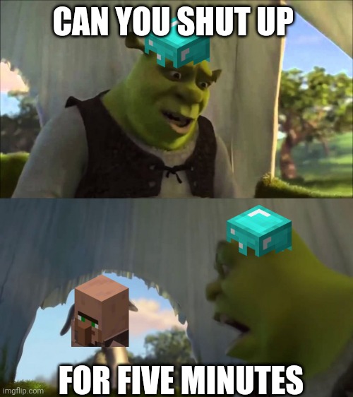 shrek five minutes | CAN YOU SHUT UP; FOR FIVE MINUTES | image tagged in shrek five minutes | made w/ Imgflip meme maker