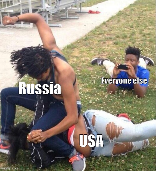 What’s going on over there | Everyone else; Russia; USA | image tagged in ww3,conflict | made w/ Imgflip meme maker