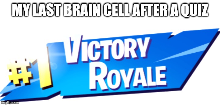 I'm smort | MY LAST BRAIN CELL AFTER A QUIZ | image tagged in fortnite victory royale | made w/ Imgflip meme maker
