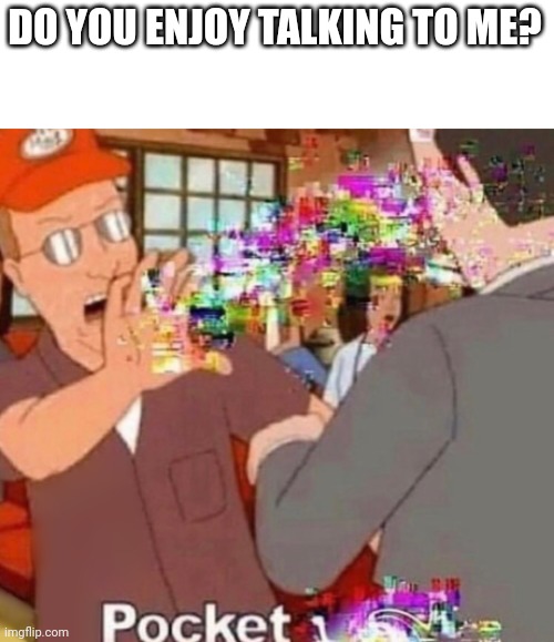 pocket [redacted] | DO YOU ENJOY TALKING TO ME? | image tagged in pocket redacted | made w/ Imgflip meme maker