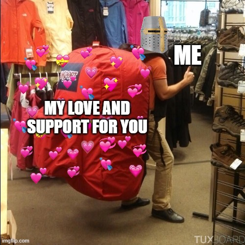 i got lots for u <3 |  ME; MY LOVE AND SUPPORT FOR YOU | image tagged in wholesome,crusader | made w/ Imgflip meme maker