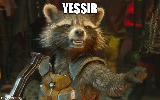 Rocket Raccoon | YESSIR | image tagged in rocket raccoon | made w/ Imgflip meme maker