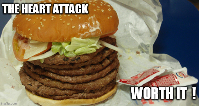 MI | THE HEART ATTACK; WORTH IT  ! | image tagged in mi | made w/ Imgflip meme maker