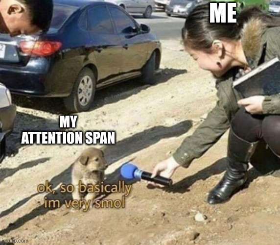 smol | ME; MY ATTENTION SPAN | image tagged in very smol | made w/ Imgflip meme maker