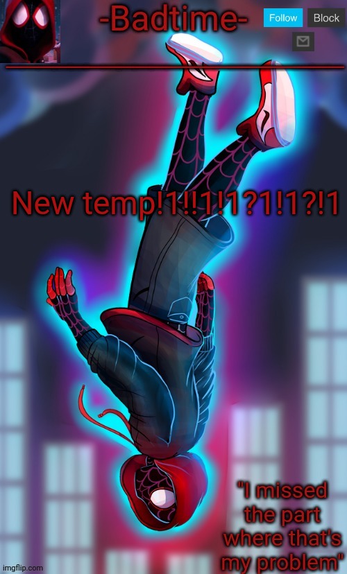 B | New temp!1!!1!1?1!1?!1 | image tagged in spooderman announcement | made w/ Imgflip meme maker