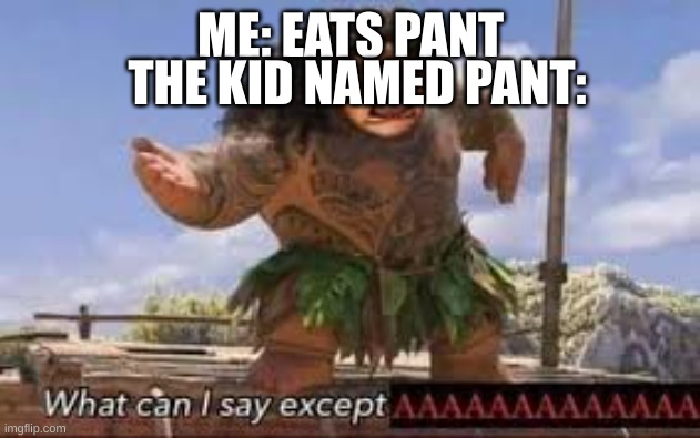 What can i say except aaaaaaaaaaa | ME: EATS PANT THE KID NAMED PANT: | image tagged in what can i say except aaaaaaaaaaa | made w/ Imgflip meme maker