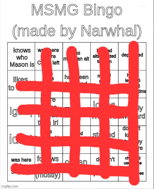 someone tell me about mason please | image tagged in msmg bingo | made w/ Imgflip meme maker