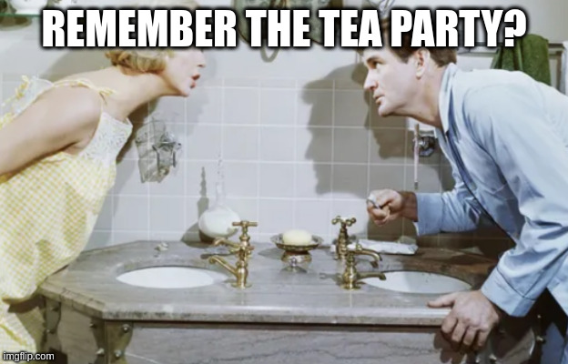 what ever happened to those guys | REMEMBER THE TEA PARTY? | image tagged in bathroom | made w/ Imgflip meme maker