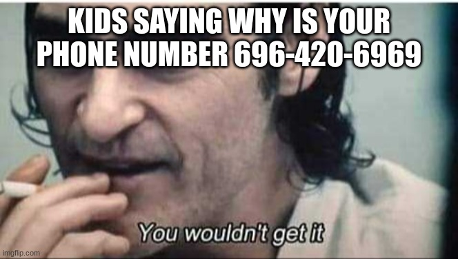 You wouldn't get it | KIDS SAYING WHY IS YOUR PHONE NUMBER 696-420-6969 | image tagged in you wouldn't get it | made w/ Imgflip meme maker