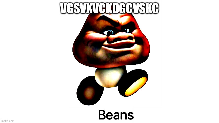 Beans | VGSVXVCKDGCVSKC | image tagged in beans | made w/ Imgflip meme maker