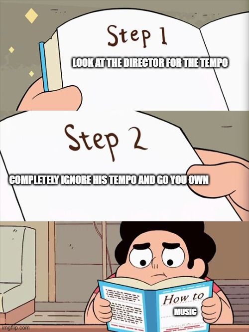 Steven Universe | LOOK AT THE DIRECTOR FOR THE TEMPO; COMPLETELY IGNORE HIS TEMPO AND GO YOU OWN; MUSIC | image tagged in steven universe | made w/ Imgflip meme maker