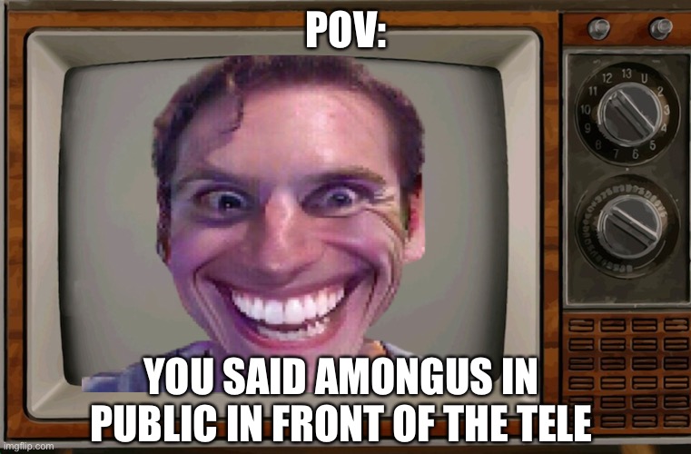 POV:; YOU SAID AMONGUS IN PUBLIC IN FRONT OF THE TELEVISION | made w/ Imgflip meme maker