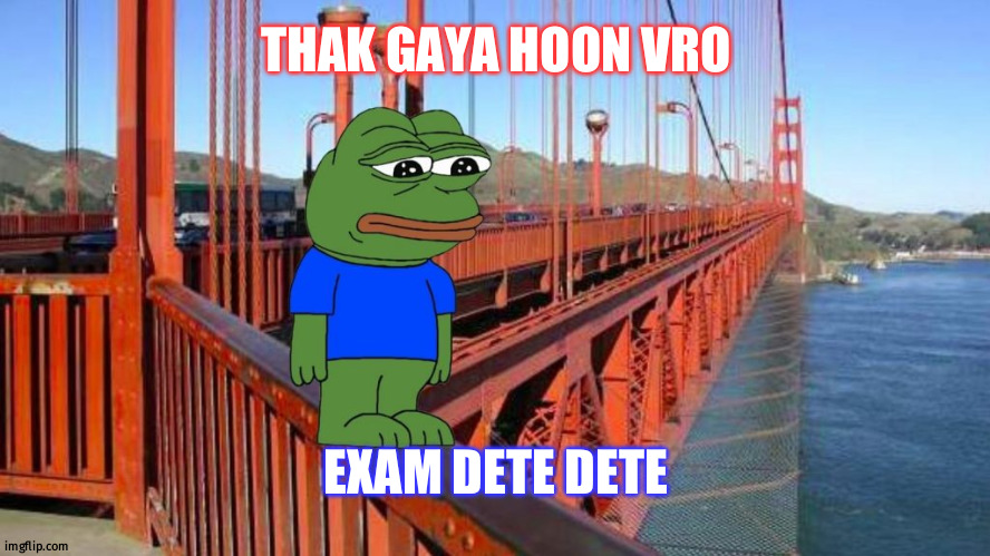 Thak Gaya Hu Bro | THAK GAYA HOON VRO; EXAM DETE DETE | image tagged in thak gaya hu bro | made w/ Imgflip meme maker