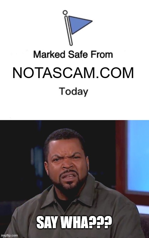 Say Wha??? |  NOTASCAM.COM; SAY WHA??? | image tagged in certified bruh moment,internet scam | made w/ Imgflip meme maker