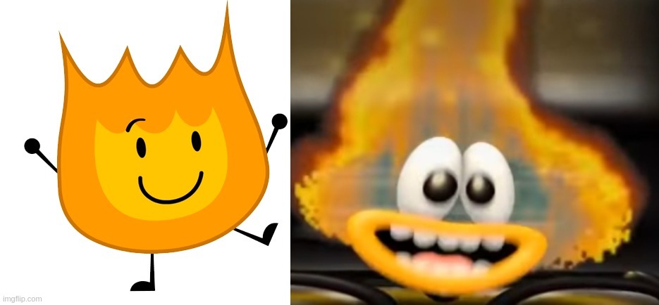 Firey BFB VS. Firey IRL | image tagged in happy firey,fire of anxiety | made w/ Imgflip meme maker